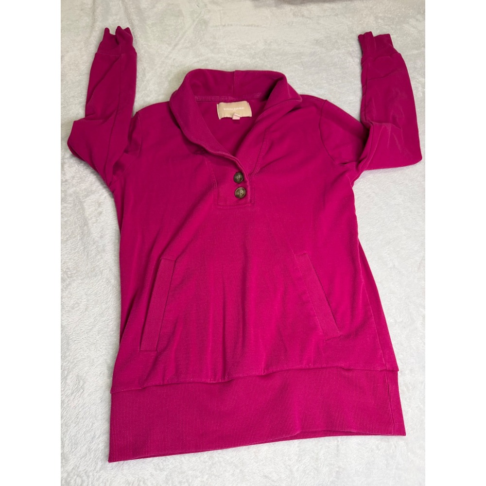 Banana Republic Magenta Pink Shawl Collar Button Pullover Sweatshirt Womens S